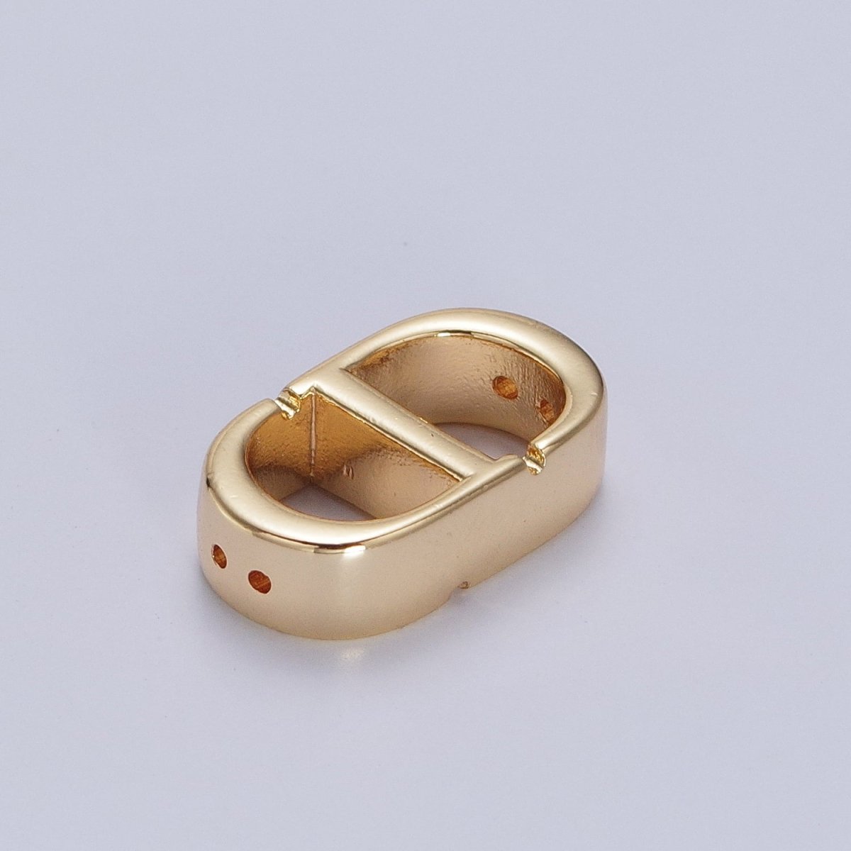 Minimalist Gold D Tablet Oblong Rectangular Spacer Beads | Z-280