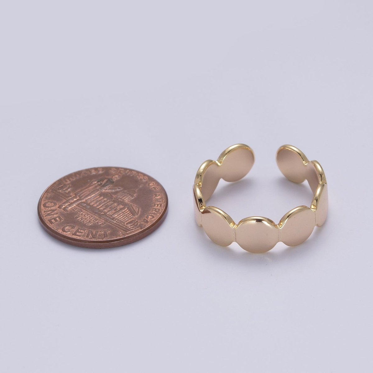 Minimalist Gold Geometric Abstract Stacking Ring, Adjustable Oval Round Circle Shaped Ring, Minimalist 16K Gold Filled Shiny Statement Adjustable Ring U-433