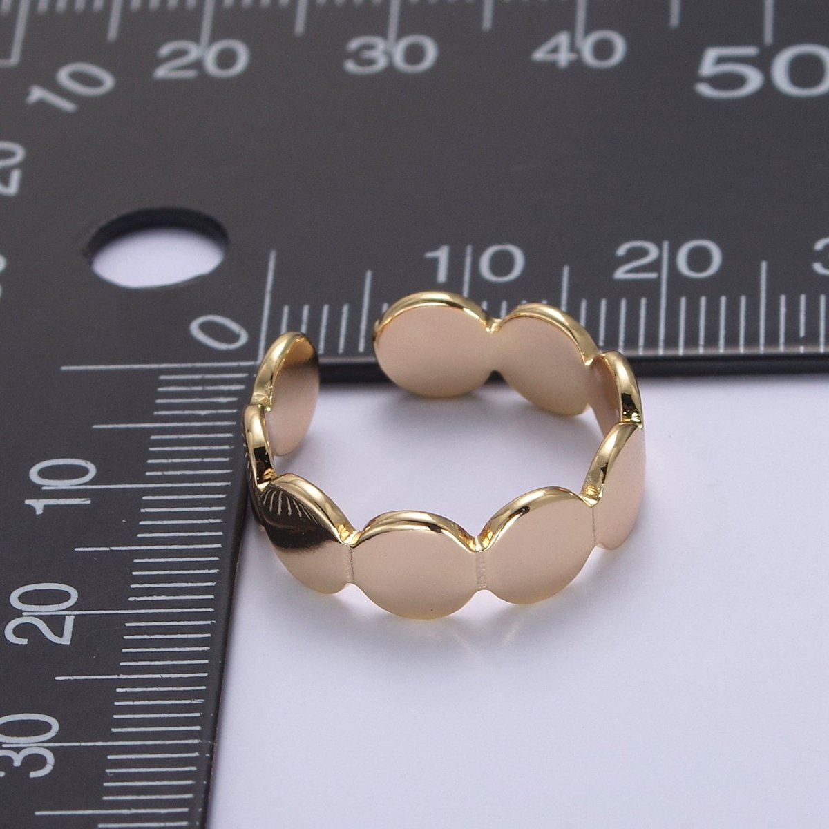 Minimalist Gold Geometric Abstract Stacking Ring, Adjustable Oval Round Circle Shaped Ring, Minimalist 16K Gold Filled Shiny Statement Adjustable Ring U-433