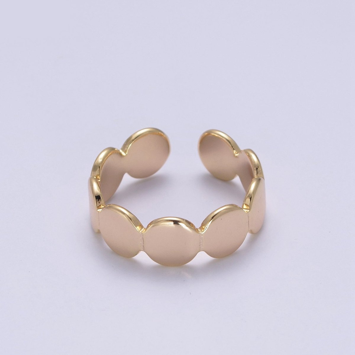 Minimalist Gold Geometric Abstract Stacking Ring, Adjustable Oval Round Circle Shaped Ring, Minimalist 16K Gold Filled Shiny Statement Adjustable Ring U-433