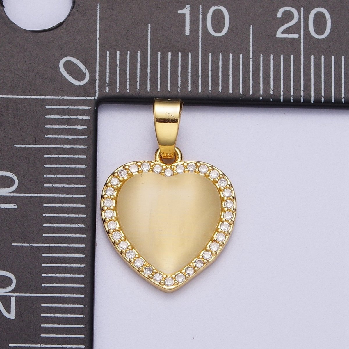 Minimalist Gold Heart Love Micro Paved Cubic Zirconia Valentine's Pendant For Jewelry Making | X-675
