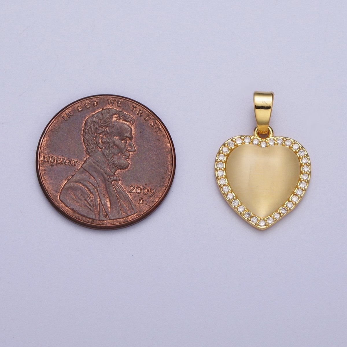 Minimalist Gold Heart Love Micro Paved Cubic Zirconia Valentine's Pendant For Jewelry Making | X-675