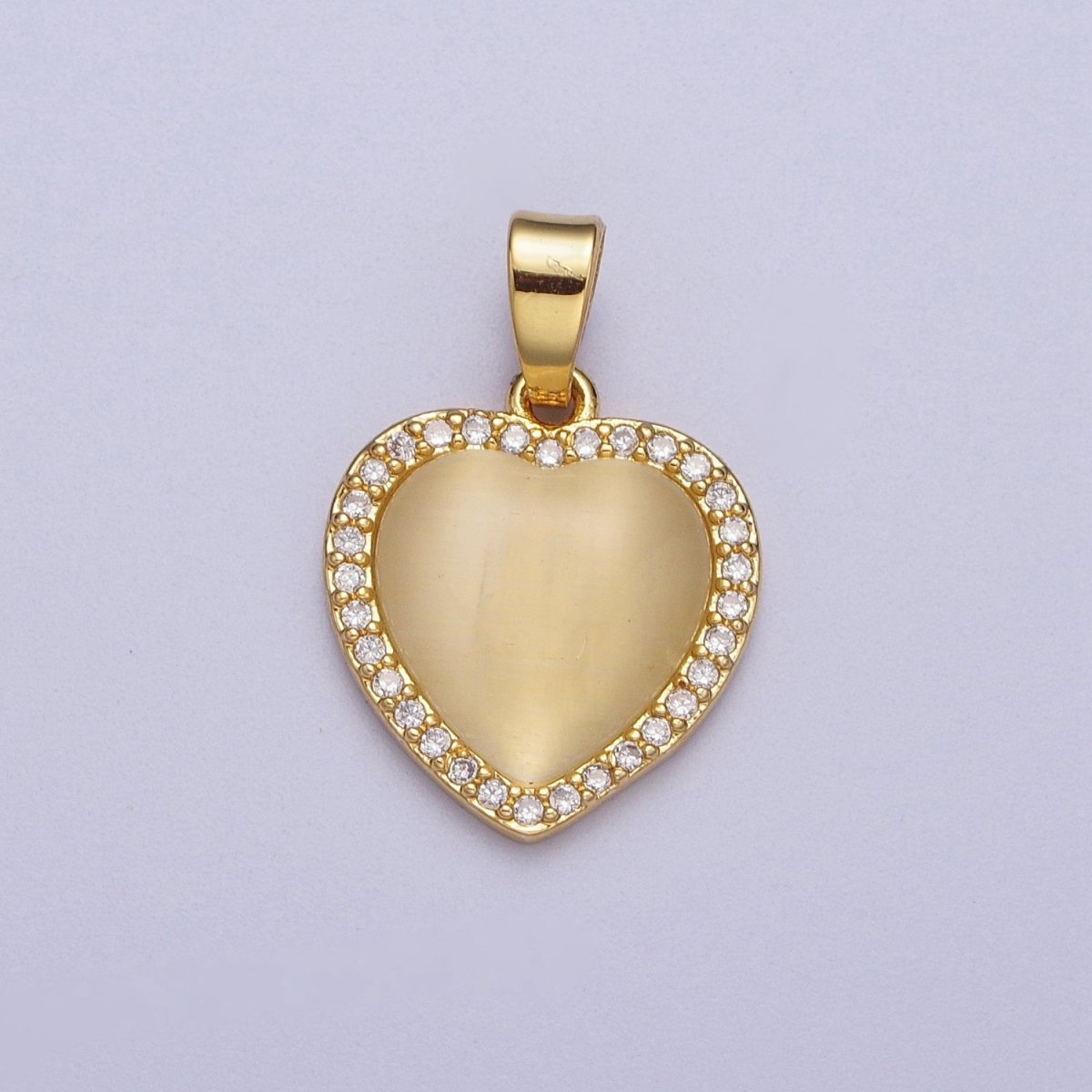 Minimalist Gold Heart Love Micro Paved Cubic Zirconia Valentine's Pendant For Jewelry Making | X-675