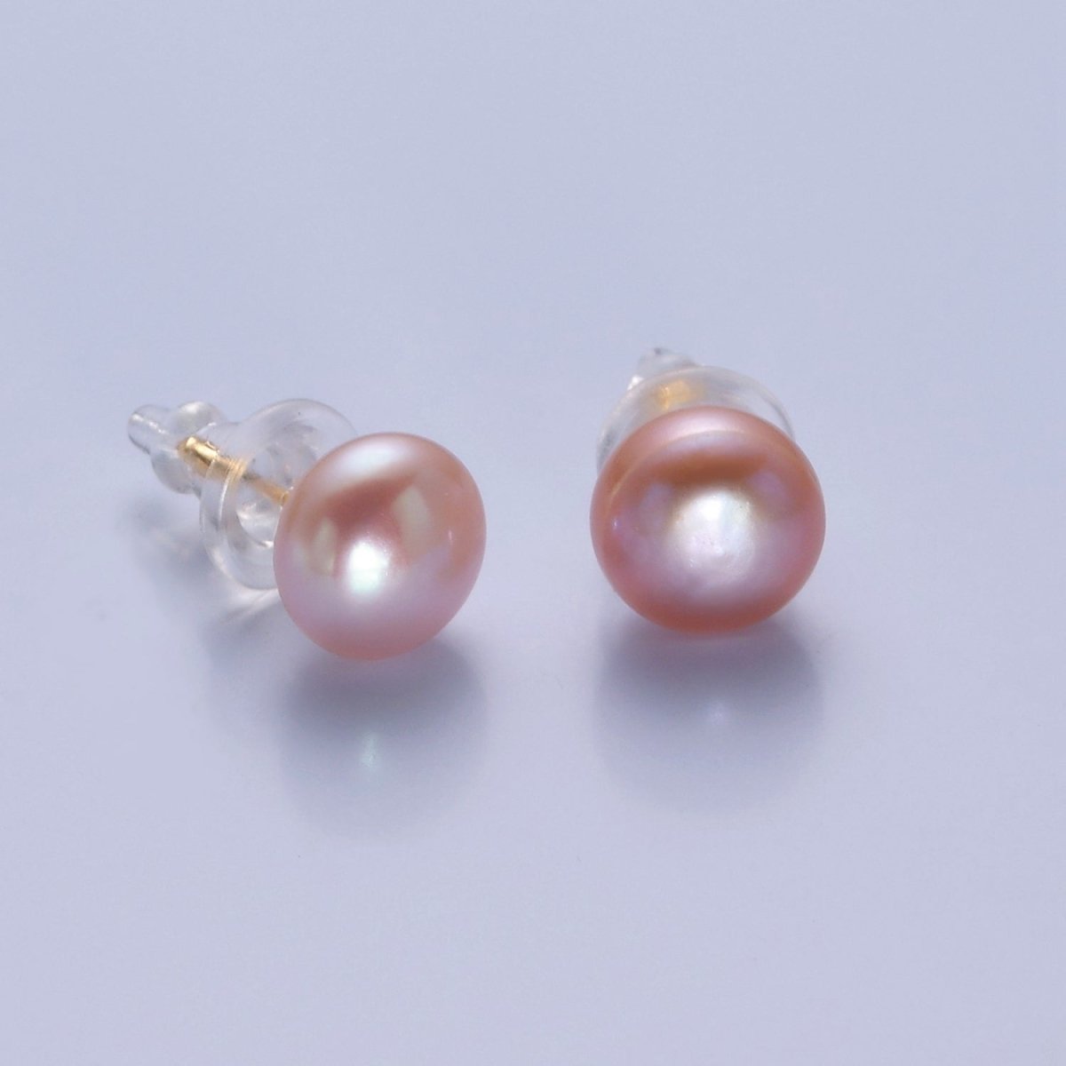 Minimalist Gold Pearl Studs Earrings | 9mm-9.5mm Round Black, White, Pink, Purple Pearl Stud | Bridal, Graduation, Streetwear Jewelry | T-367 T-368 T-369 T-370