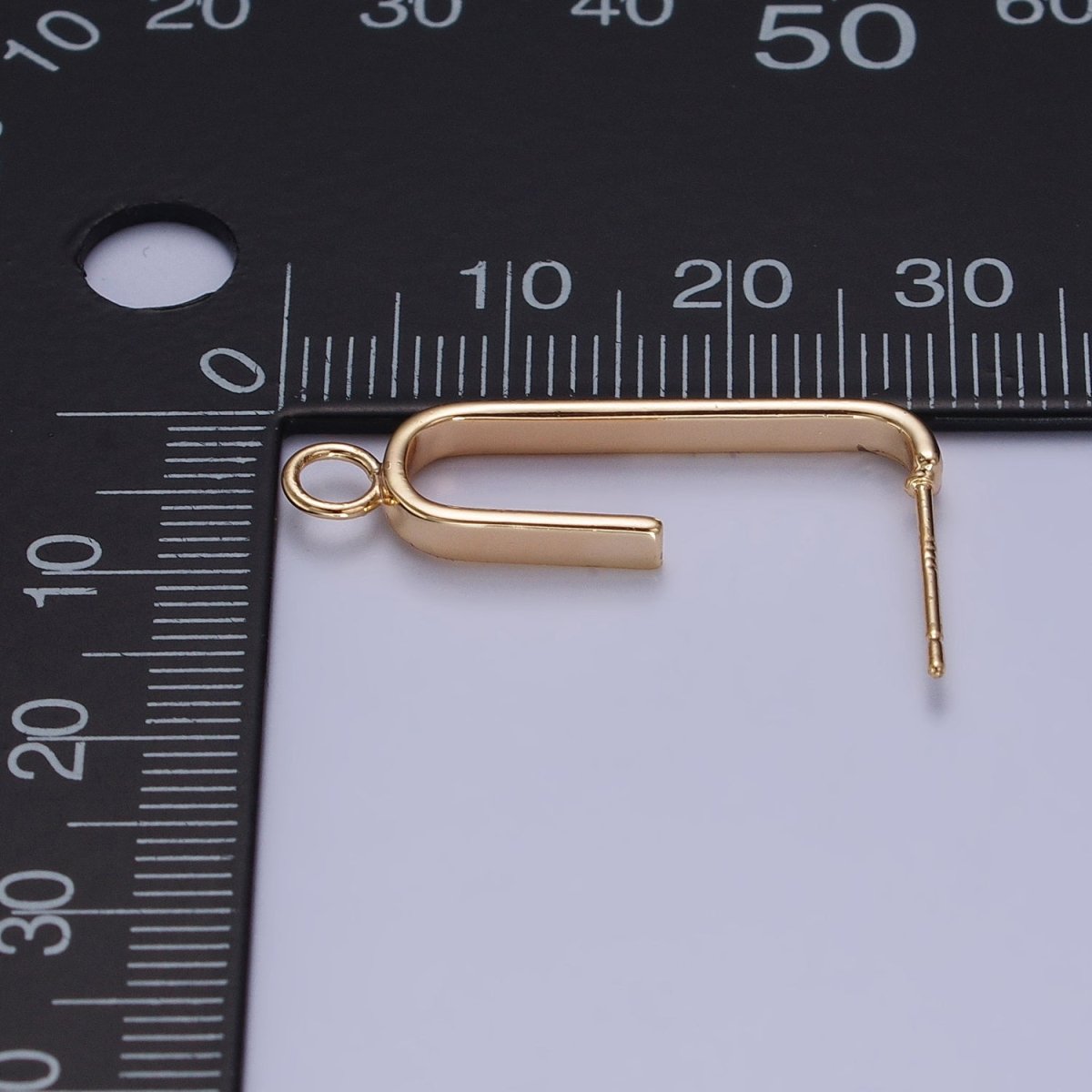 Minimalist Gold Thin J-Shaped Round Loop Hoops Earrings Supply | Z-109
