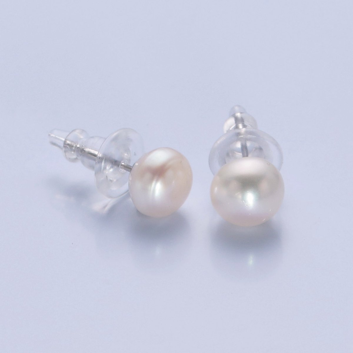 Minimalist Gold/Silver Pearl Stud Earrings | 7.4mm-8mm Round Black White Pink Purple Pearl Stud | Bridal Graduation Streetwear Jewelry | T-375 ~ T-379 V-399