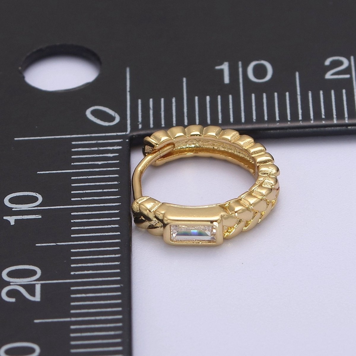 Minimalist Huggie Earring with Rectangle CZ V-141