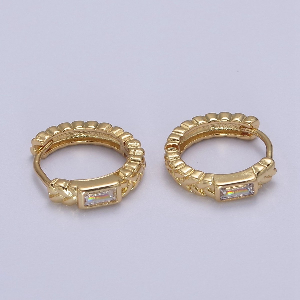 Minimalist Huggie Earring with Rectangle CZ V-141