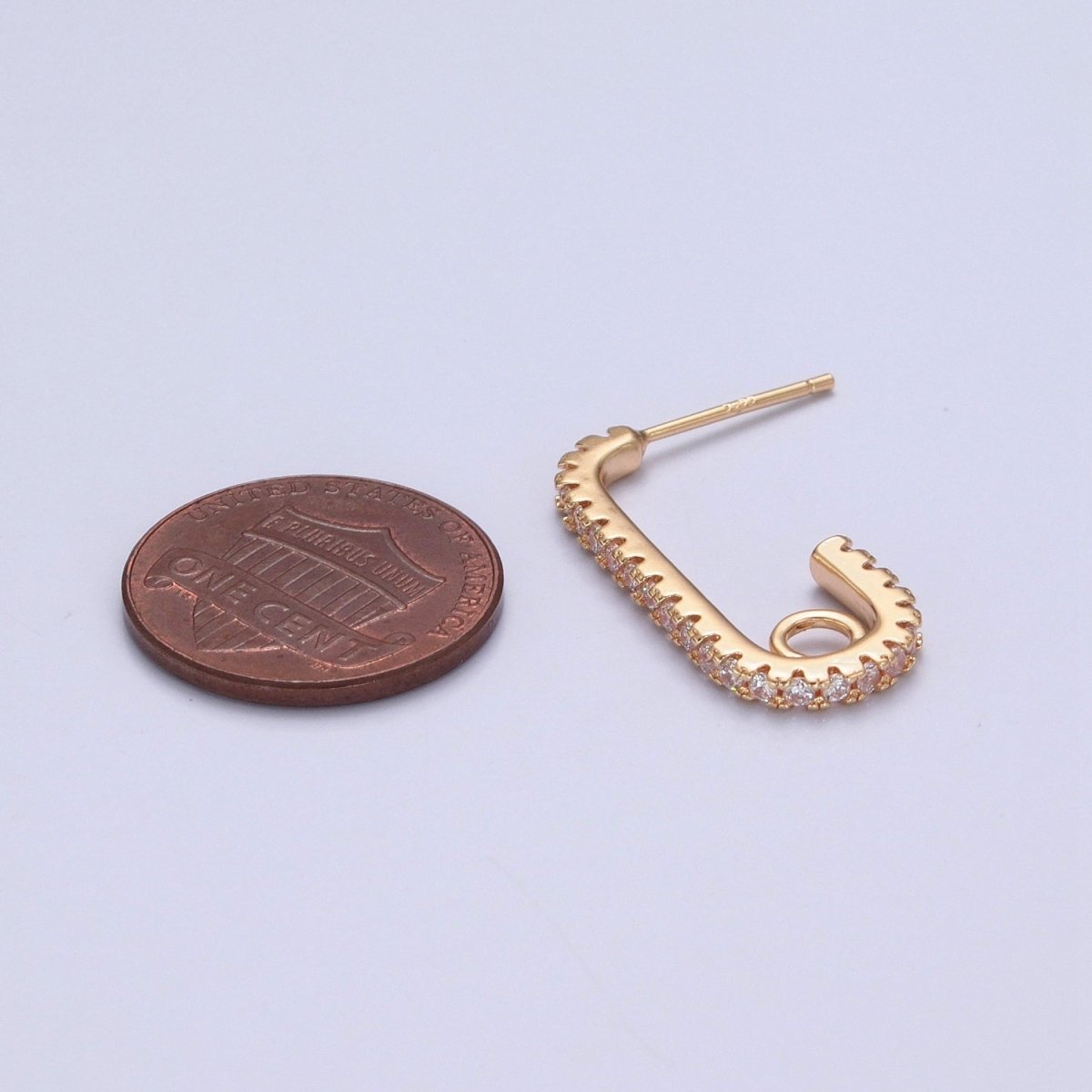 Minimalist Micro Pave U Shaped Open Hoops Stud Earrings L-837