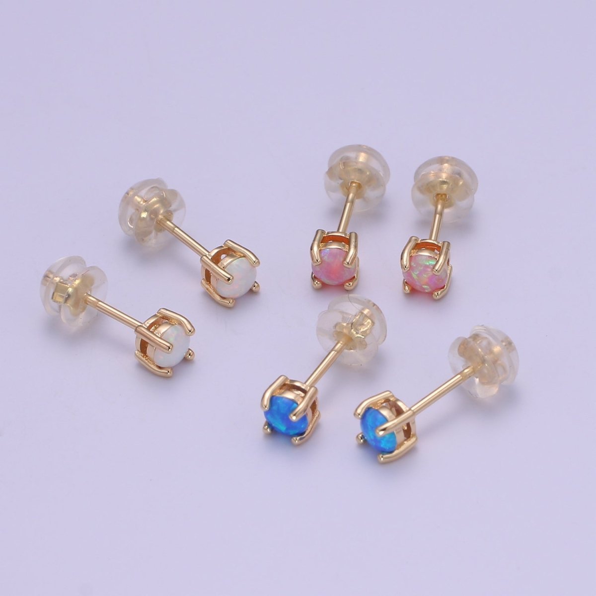 Minimalist Opal Stud Earrings in 18k Gold Filled Earring Pink Blue White Opal, Tiny Circle Dot Jewelry Dainty Stud Earring for gift P-073~P-075