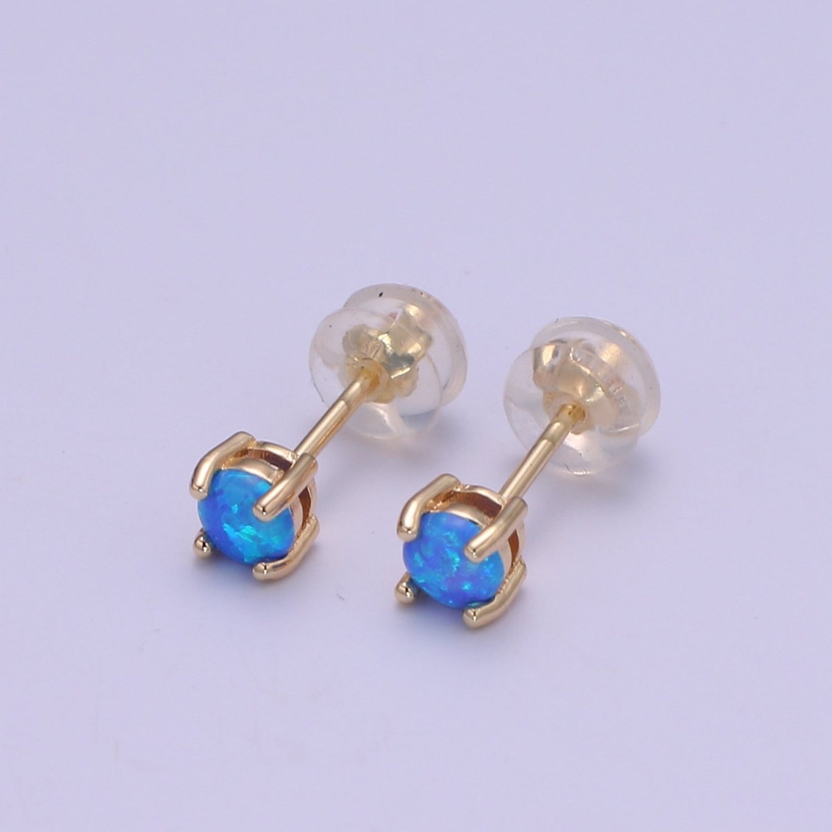 Minimalist Opal Stud Earrings in 18k Gold Filled Earring Pink Blue White Opal, Tiny Circle Dot Jewelry Dainty Stud Earring for gift P-073~P-075