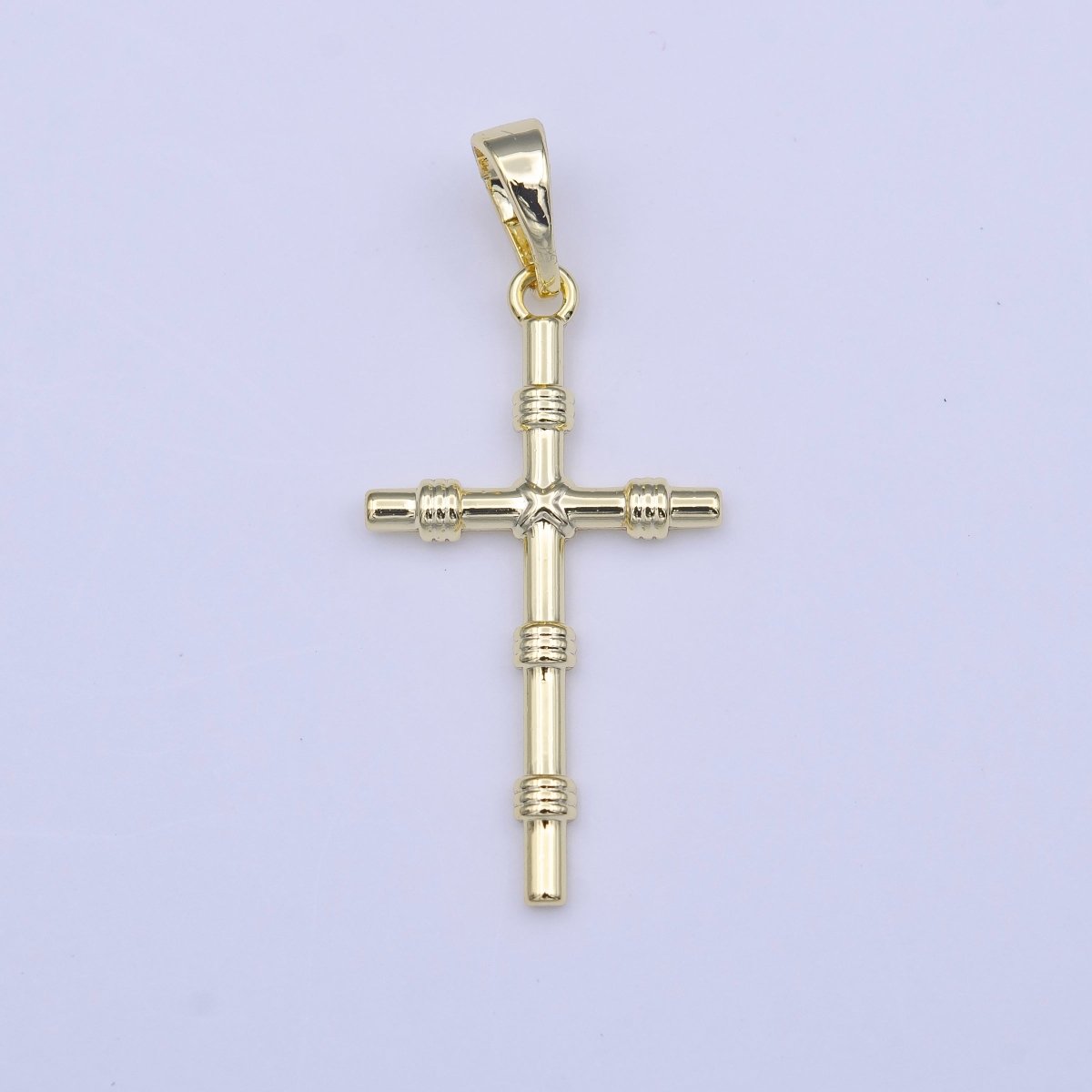 Minimalist Religious Cross Rope Tied Textured Pendant  H-179