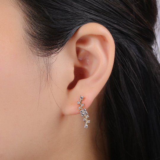 Minimalist Spring Bloom Ear Crawlers | Flower Ear Climbers | Bridesmaid Gift | Girlfriend Gift| Personalized Gift | Mother Day Gift P-007