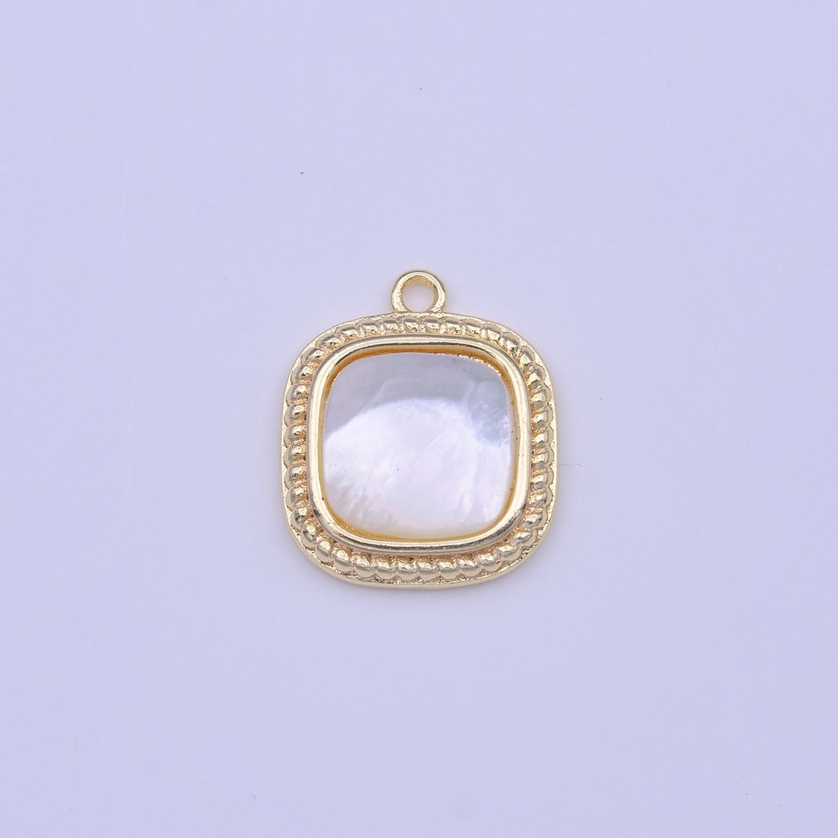 14K Gold Filled Shell Pearl Braided Bezel Charm | C430