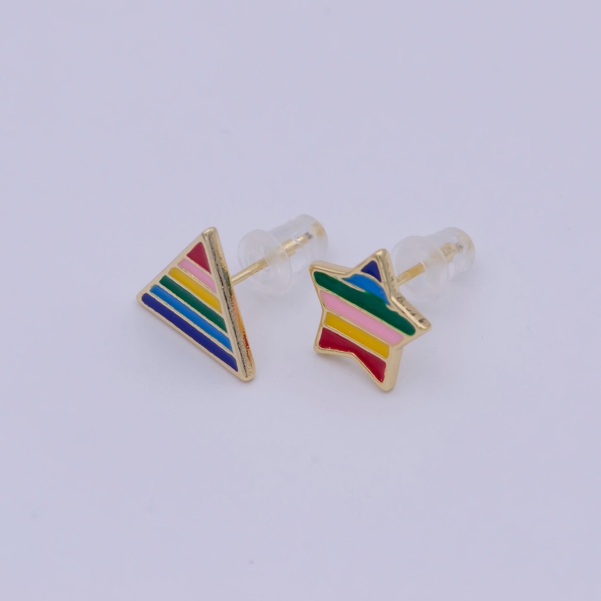 Mismatched Rainbow Triangle Star Earring Stud Set Geometric LGBTQ Stud Q-124