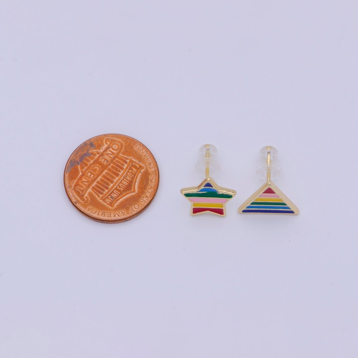 Mismatched Rainbow Triangle Star Earring Stud Set Geometric LGBTQ Stud Q-124