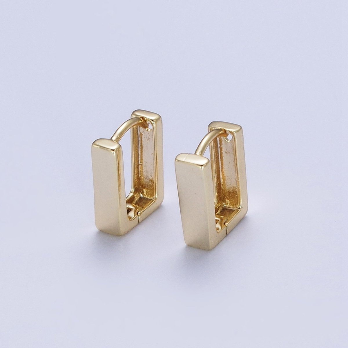 Modern Geometric Square Hoop Earrings in Gold Geometric Jewelry Rectangle Huggie Earring P-252