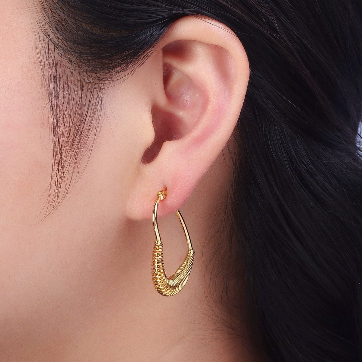 Modern Heart Shape Love Earring Large Statement Hoop Earrings Gold Heart Spiral Earring Q-188
