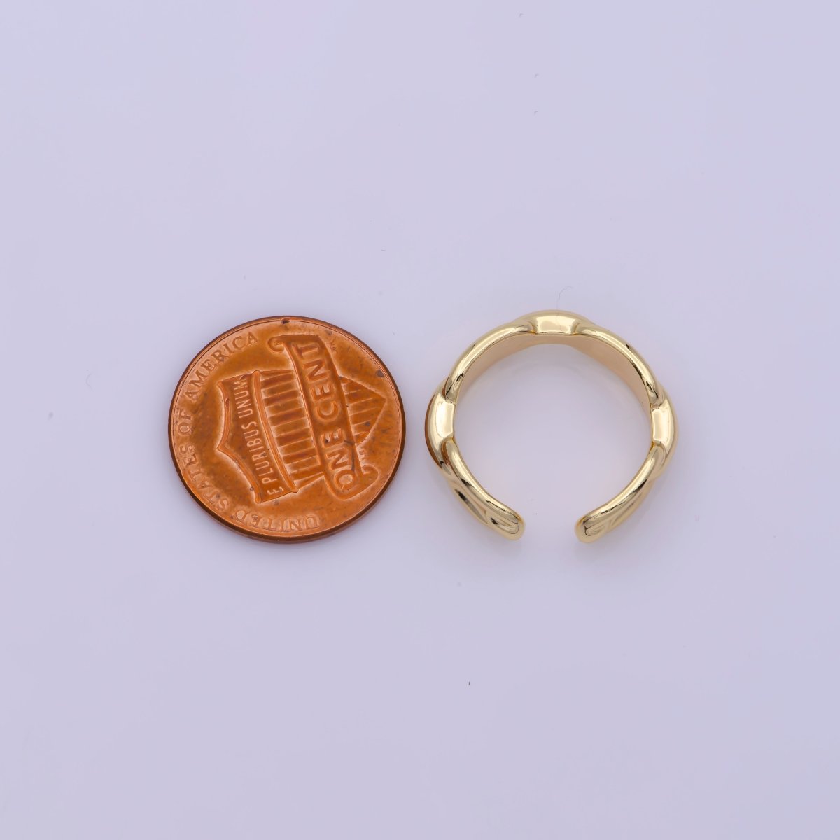 Modern Paper Clip Chain Link Ring Open Adjustable Gold Stackable Ring U-144