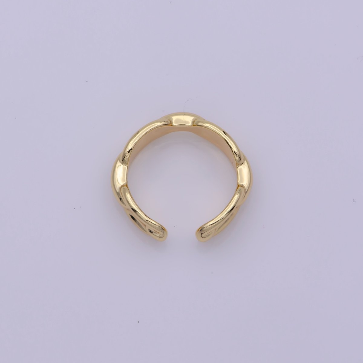 Modern Paper Clip Chain Link Ring Open Adjustable Gold Stackable Ring U-144