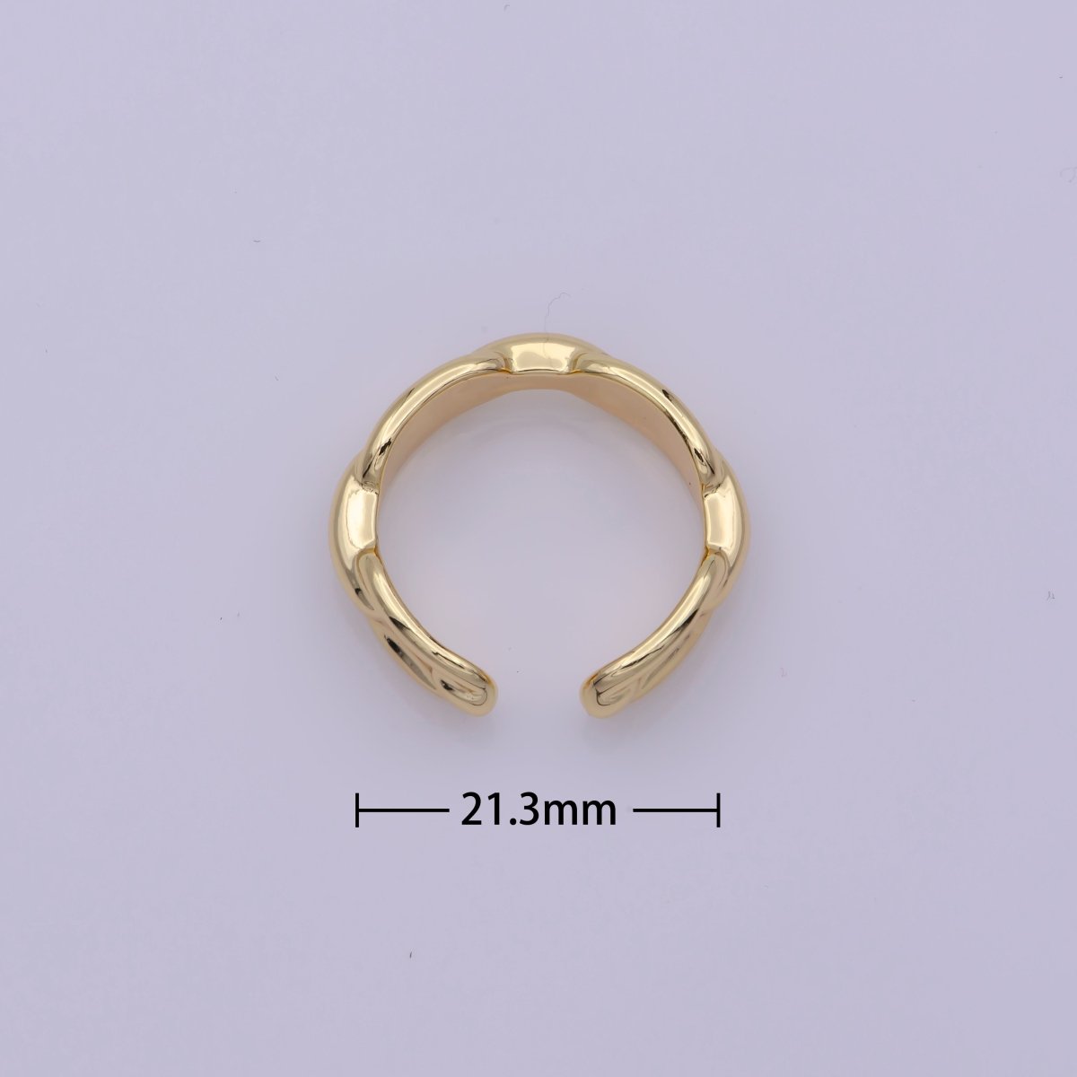 Modern Paper Clip Chain Link Ring Open Adjustable Gold Stackable Ring U-144