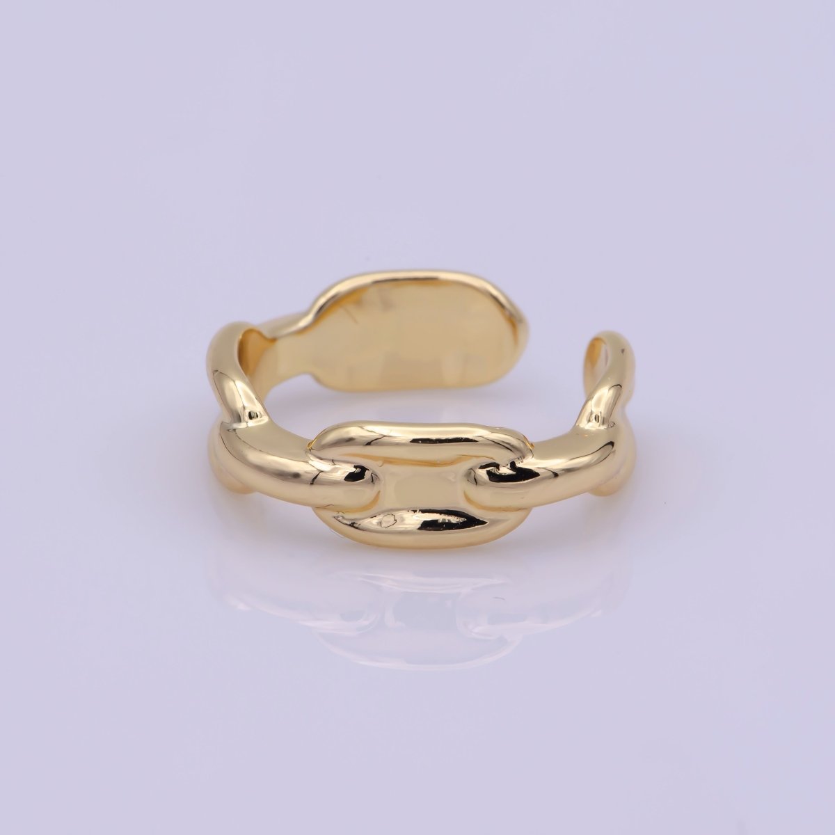 Modern Paper Clip Chain Link Ring Open Adjustable Gold Stackable Ring U-144