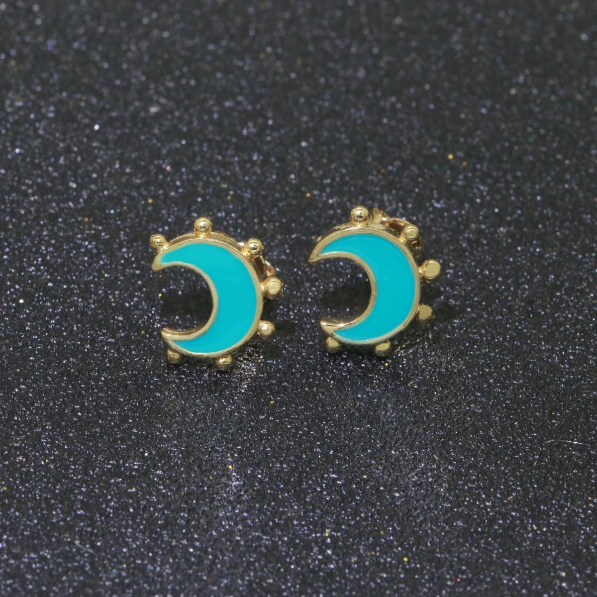 Moon Enamel Stud Earrings Gold Filled Cute Small Celestial Jewelry Hypoallergenic Stud Earrings for Women And Girls T-052~T-057