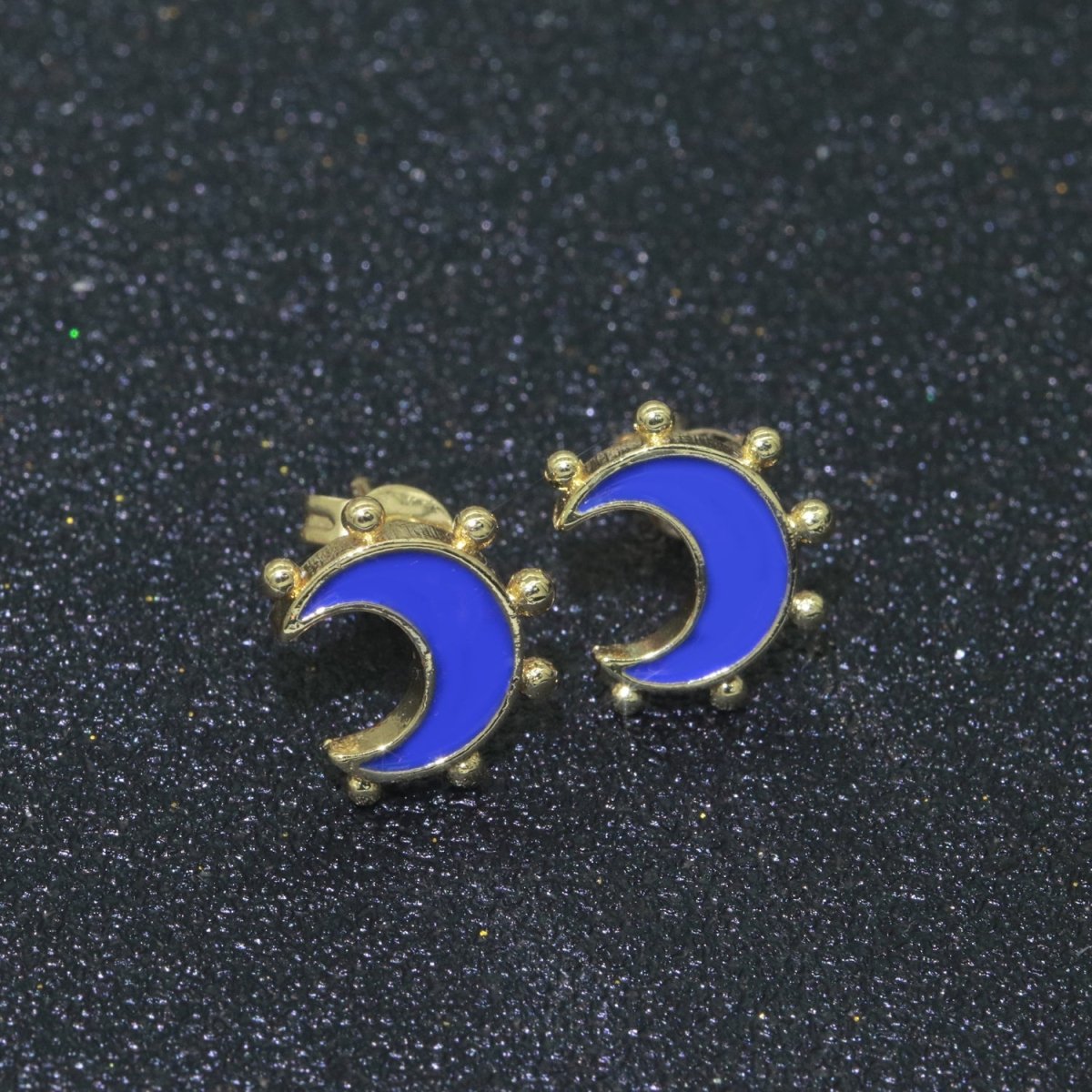 Moon Enamel Stud Earrings Gold Filled Cute Small Celestial Jewelry Hypoallergenic Stud Earrings for Women And Girls T-052~T-057