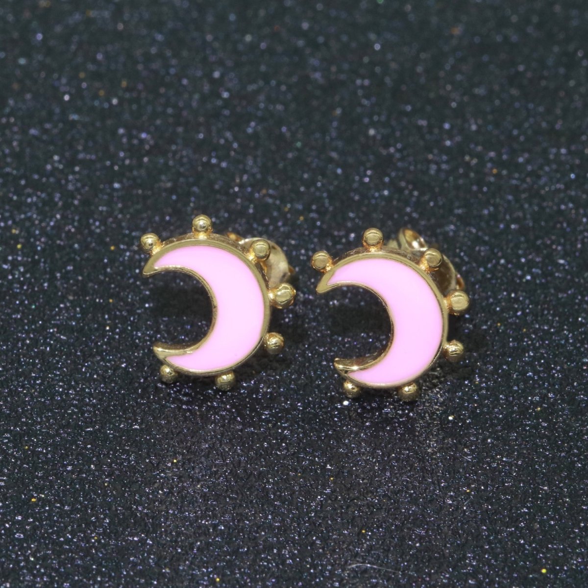 Moon Enamel Stud Earrings Gold Filled Cute Small Celestial Jewelry Hypoallergenic Stud Earrings for Women And Girls T-052~T-057