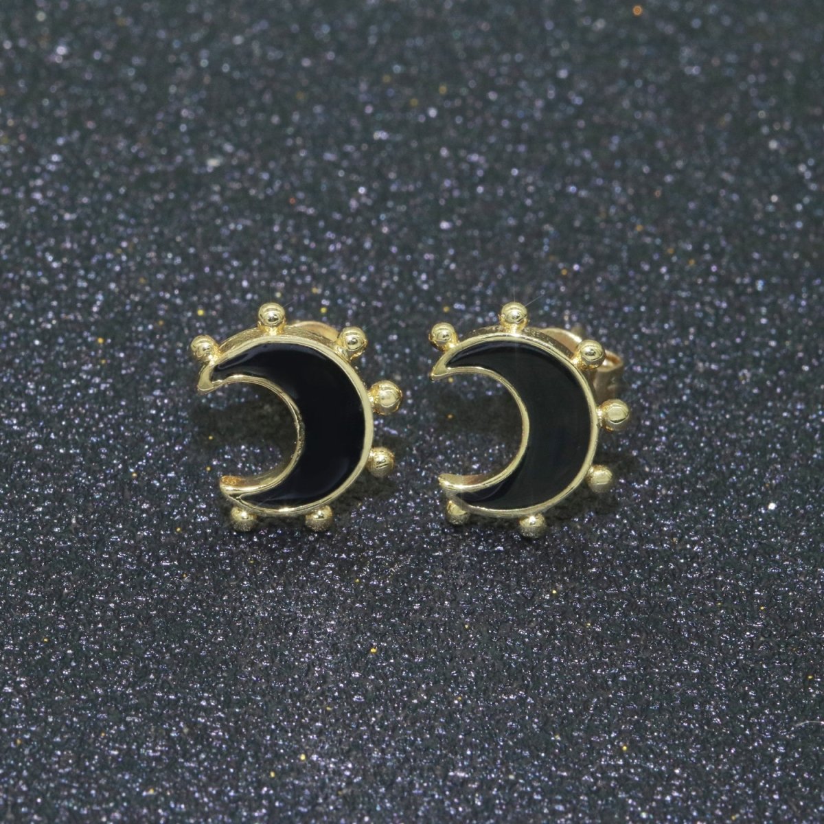 Moon Enamel Stud Earrings Gold Filled Cute Small Celestial Jewelry Hypoallergenic Stud Earrings for Women And Girls T-052~T-057
