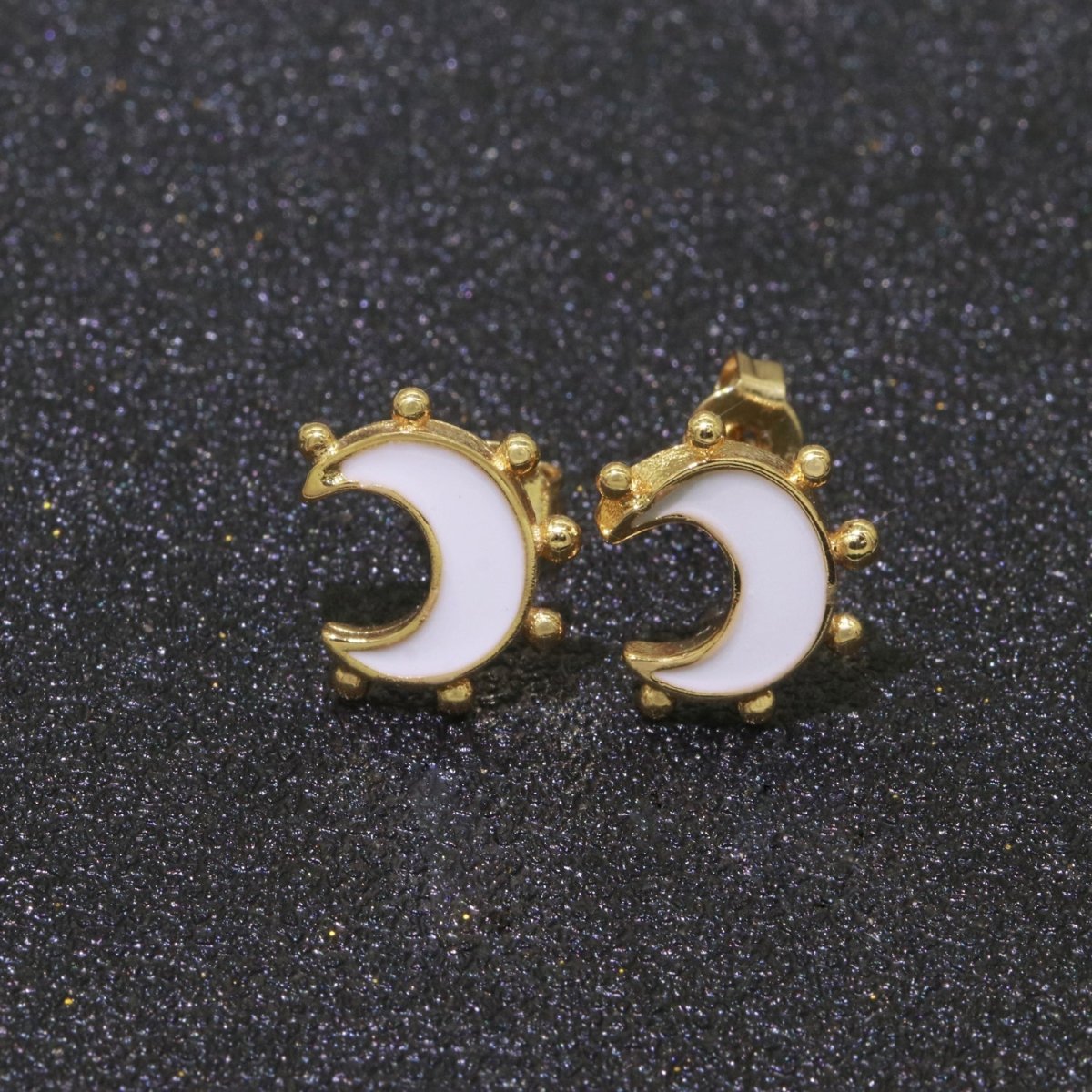 Moon Enamel Stud Earrings Gold Filled Cute Small Celestial Jewelry Hypoallergenic Stud Earrings for Women And Girls T-052~T-057