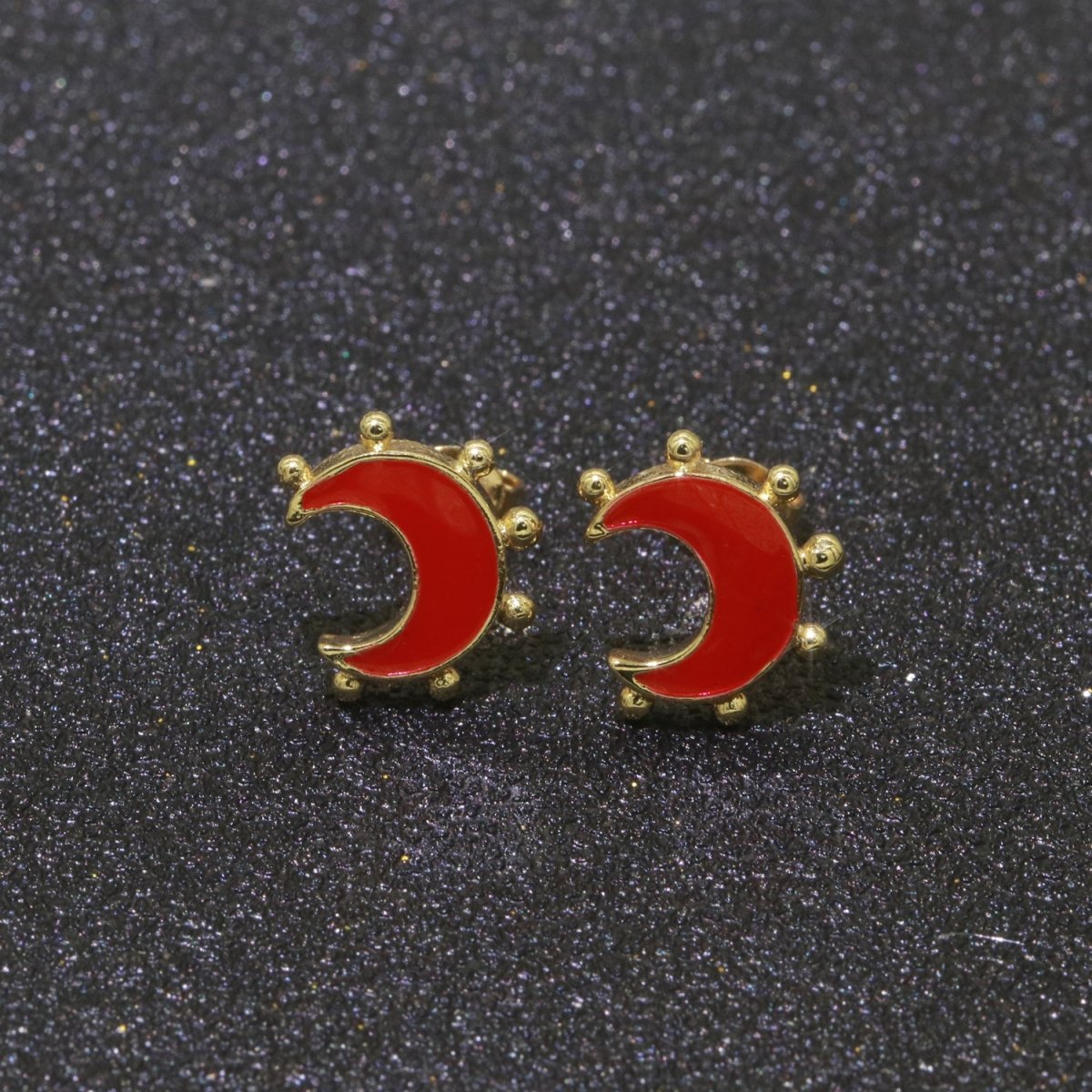 Moon Enamel Stud Earrings Gold Filled Cute Small Celestial Jewelry Hypoallergenic Stud Earrings for Women And Girls T-052~T-057