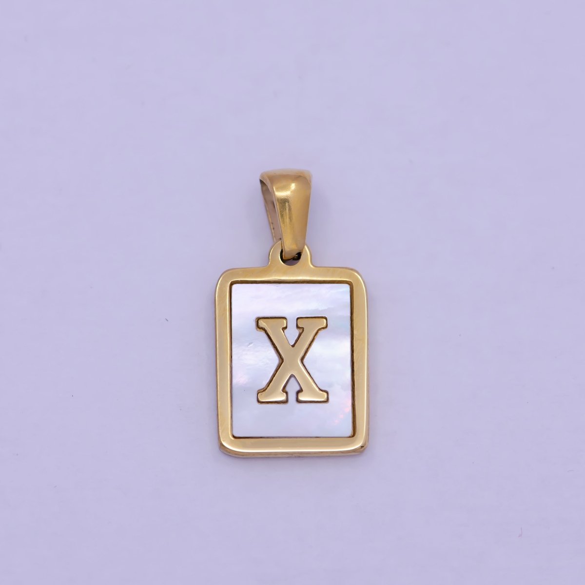 Mother of Pearl Letter Charm Gold Tag Alphabet Charm, Shell Letter Pendant Personalized Letters Initial Charm Stainless Steel A-862-A-874