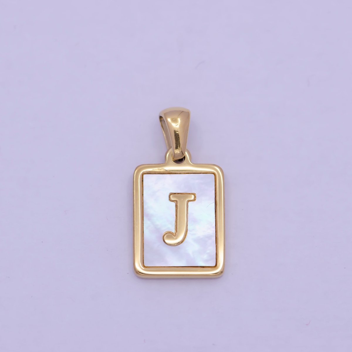 Mother of Pearl Letter Charm Gold Tag Alphabet Charm, Shell Letter Pendant Personalized Letters Initial Charm Stainless Steel A-862-A-874