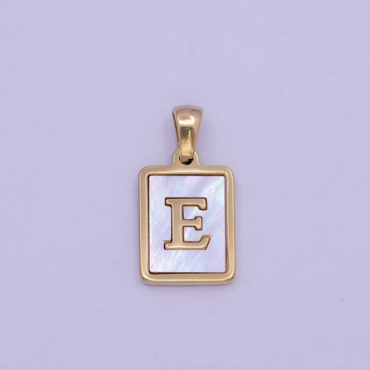 Mother of Pearl Letter Charm Gold Tag Alphabet Charm, Shell Letter Pendant Personalized Letters Initial Charm Stainless Steel A-862-A-874