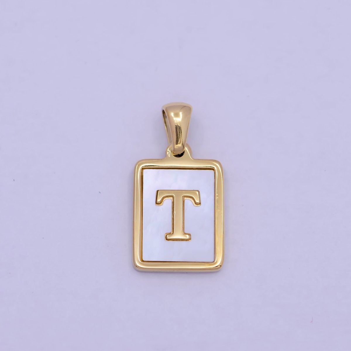 Mother of Pearl Letter Charm Gold Tag Alphabet Charm, Shell Letter Pendant Personalized Letters Initial Charm Stainless Steel A-862-A-874