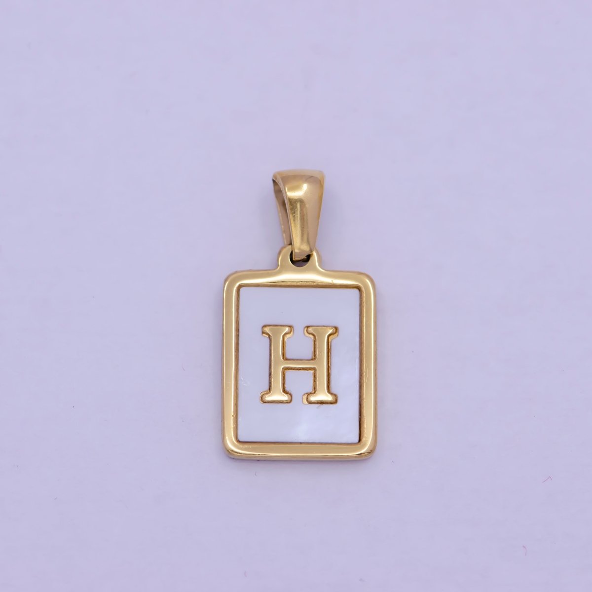 Mother of Pearl Letter Charm Gold Tag Alphabet Charm, Shell Letter Pendant Personalized Letters Initial Charm Stainless Steel A-862-A-874