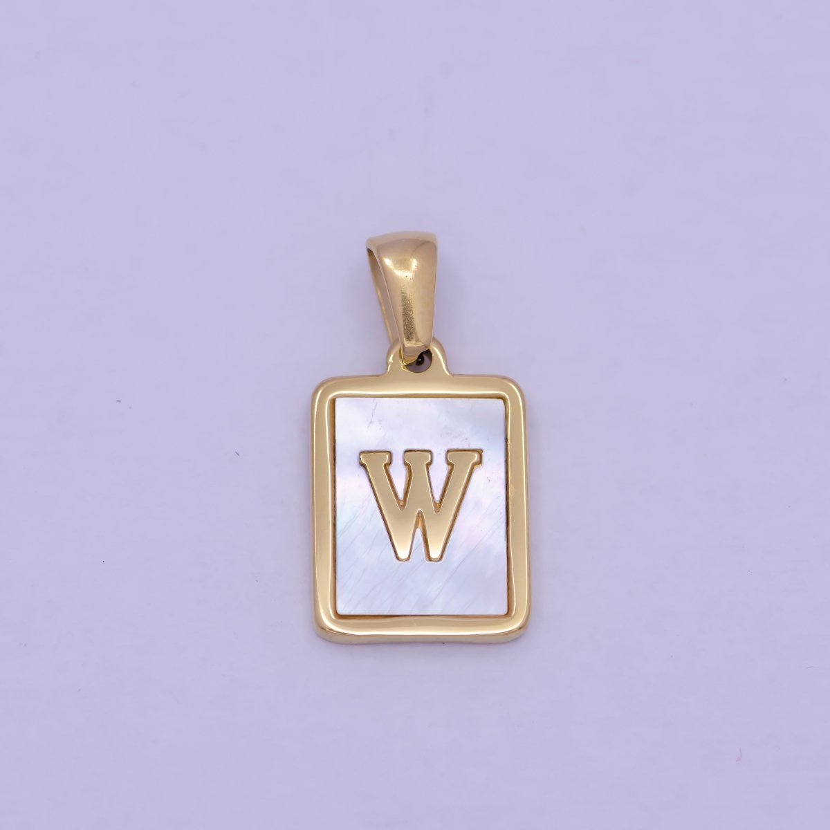 Mother of Pearl Letter Charm Gold Tag Alphabet Charm, Shell Letter Pendant Personalized Letters Initial Charm Stainless Steel A-862-A-874