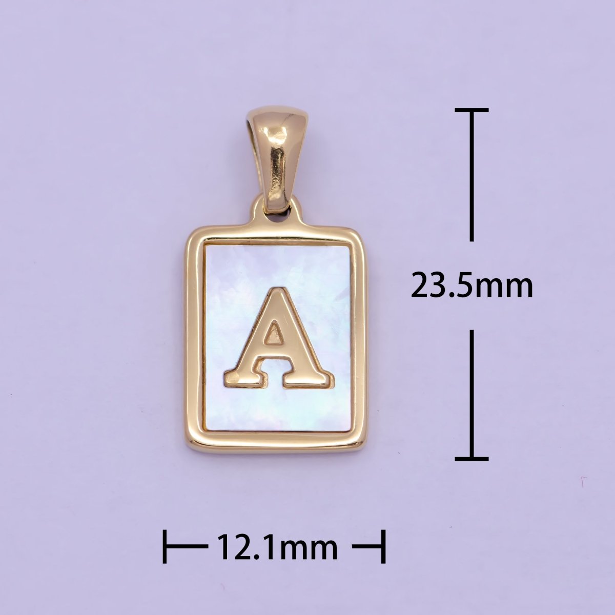 Mother of Pearl Letter Charm Gold Tag Alphabet Charm, Shell Letter Pendant Personalized Letters Initial Charm Stainless Steel A-862-A-874