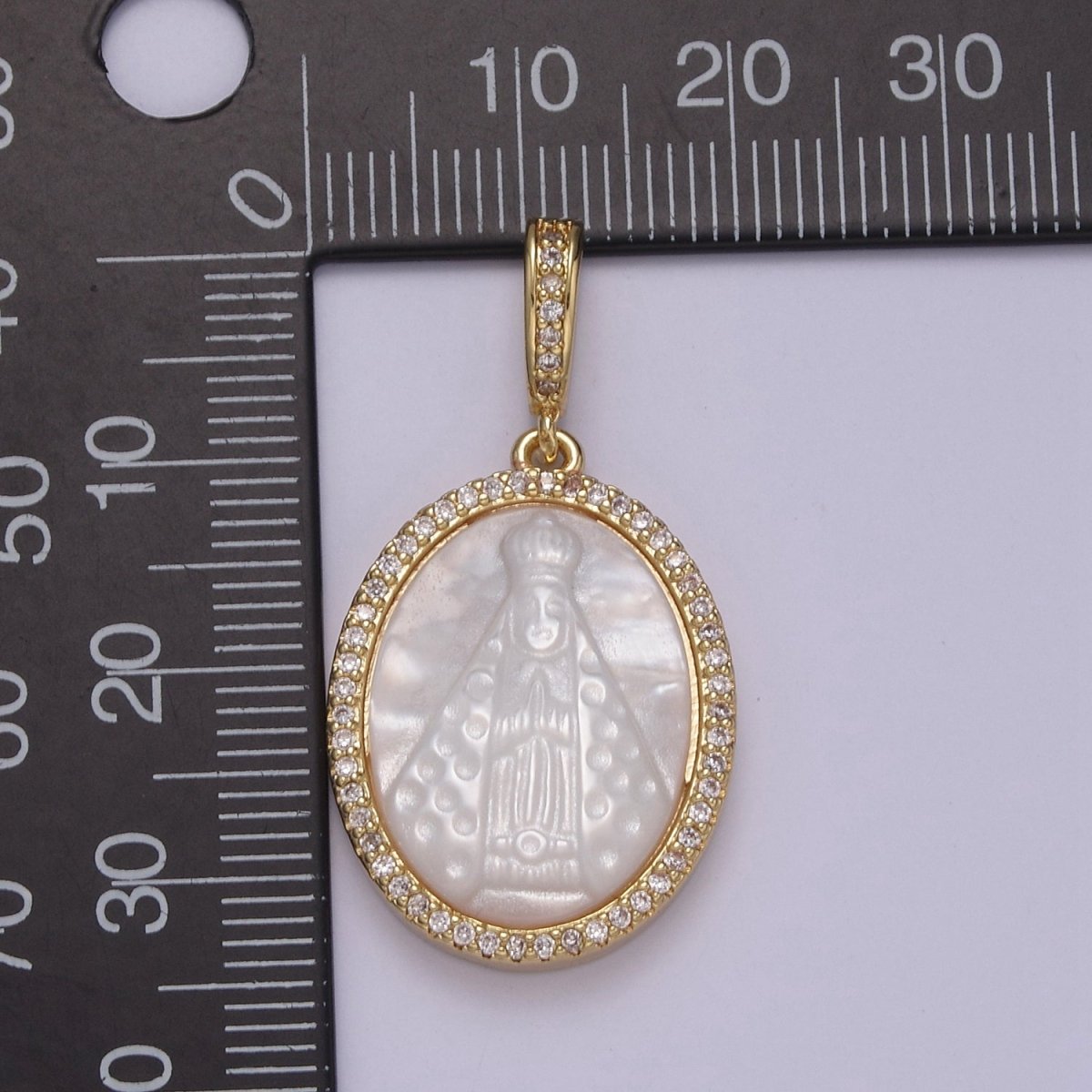 Mother of pearl Miraculous Lady medal, Virgin Mary necklace Charm, religious jewelry, catholic Rosary Component N-576