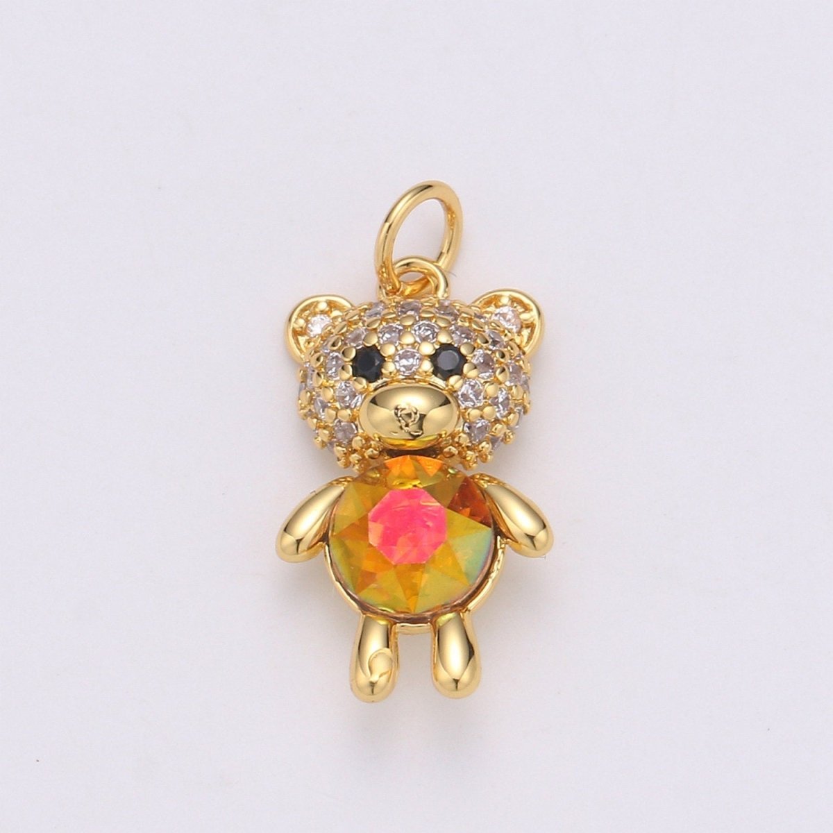 Multi Color 24K Gold Plated  Micro Pave CZ Bear Pendant Charm, Micro Pave CZ Bear Pendant Charm, Gold Plated Animal Pendant,Dainty Charm C-825~C-828
