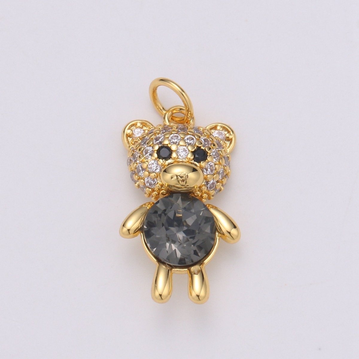Multi Color 24K Gold Plated  Micro Pave CZ Bear Pendant Charm, Micro Pave CZ Bear Pendant Charm, Gold Plated Animal Pendant,Dainty Charm C-825~C-828