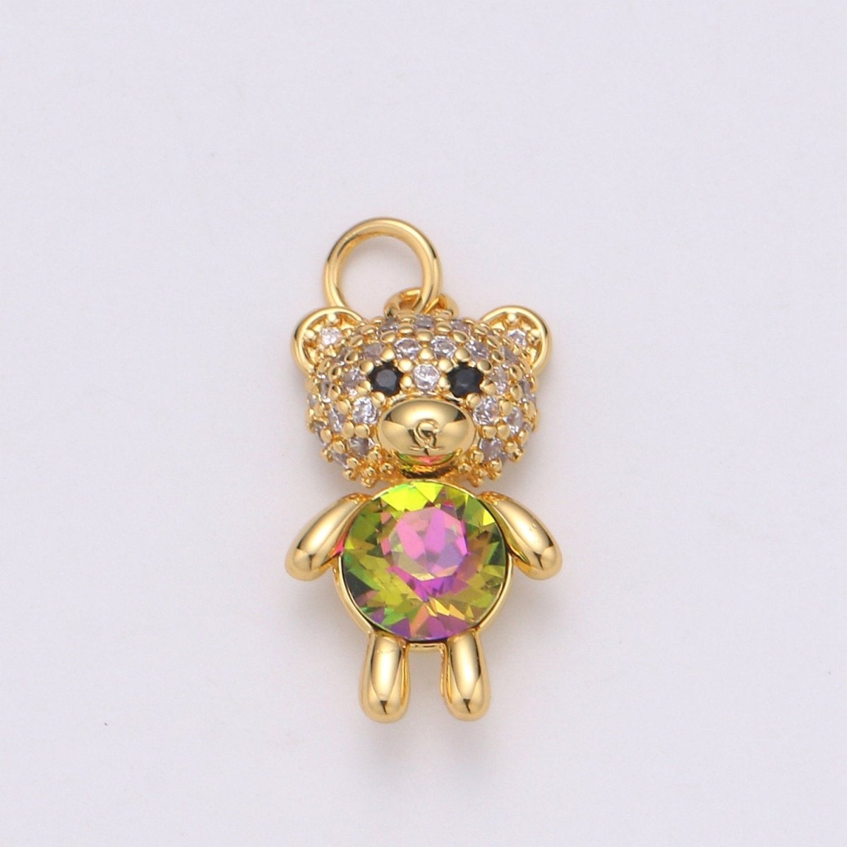 Multi Color 24K Gold Plated  Micro Pave CZ Bear Pendant Charm, Micro Pave CZ Bear Pendant Charm, Gold Plated Animal Pendant,Dainty Charm C-825~C-828