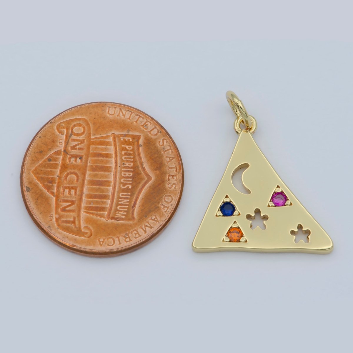 Multi Color Cz Charm Dainty Triangle Charm Jewelry Gold Crescent Moon Galaxy Space star Charm Jewelry Making Supply  M-357