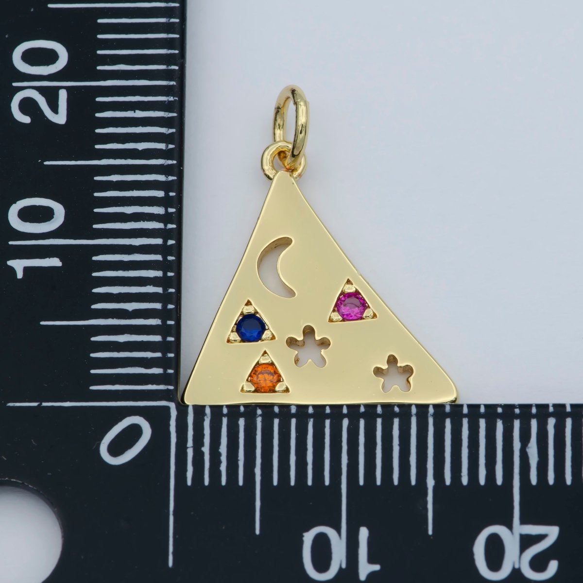 Multi Color Cz Charm Dainty Triangle Charm Jewelry Gold Crescent Moon Galaxy Space star Charm Jewelry Making Supply  M-357