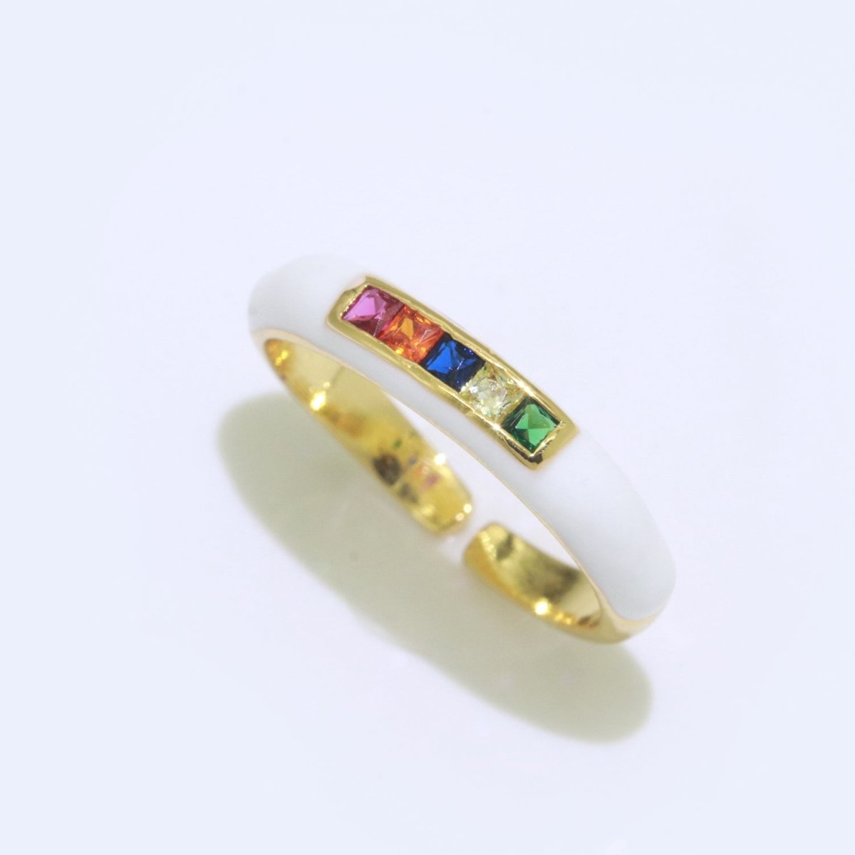 Multi Color Cz Ring Colorful Enamel Ring Open Adjustable in 14K Gold Filled  S-110~S-119