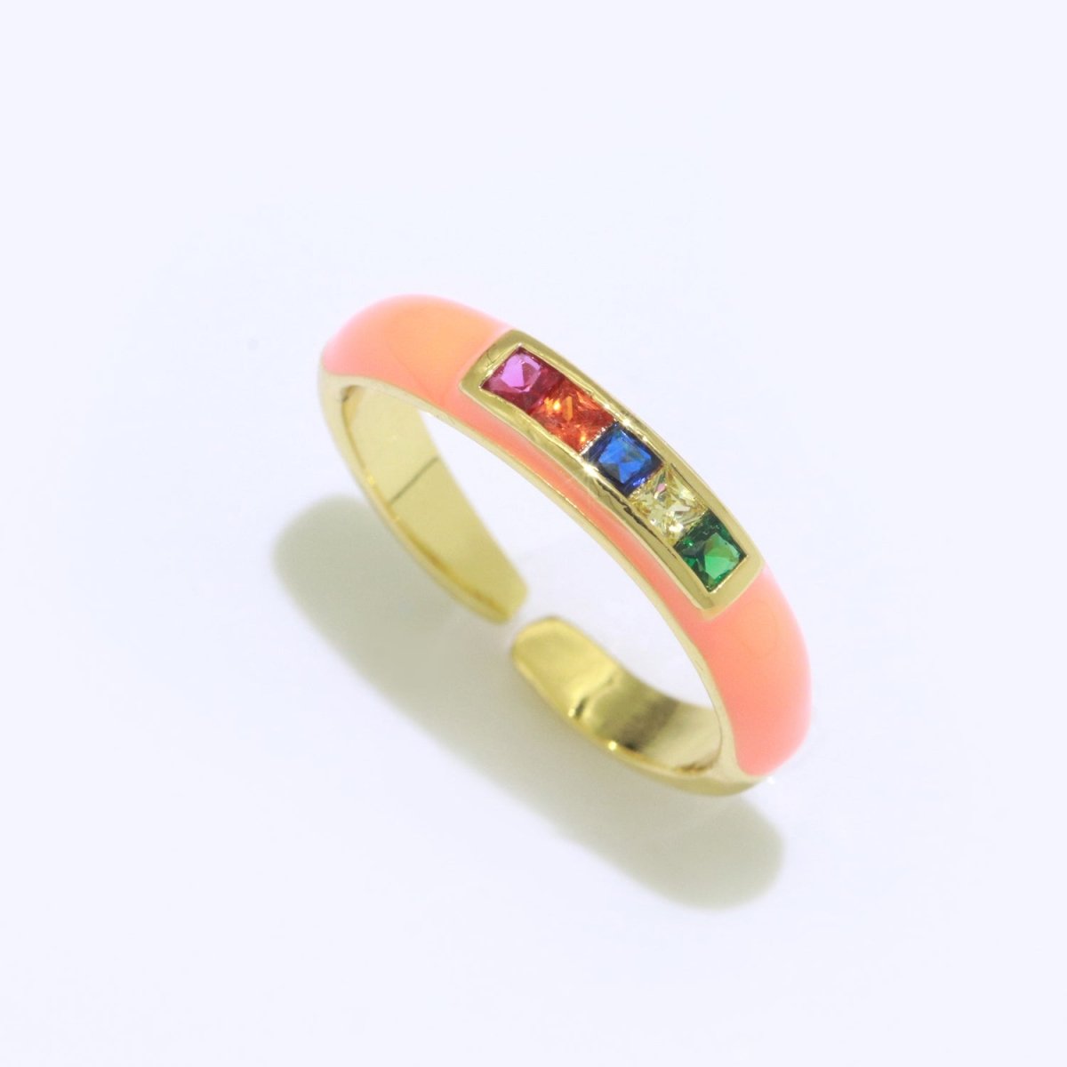 Multi Color Cz Ring Colorful Enamel Ring Open Adjustable in 14K Gold Filled  S-110~S-119