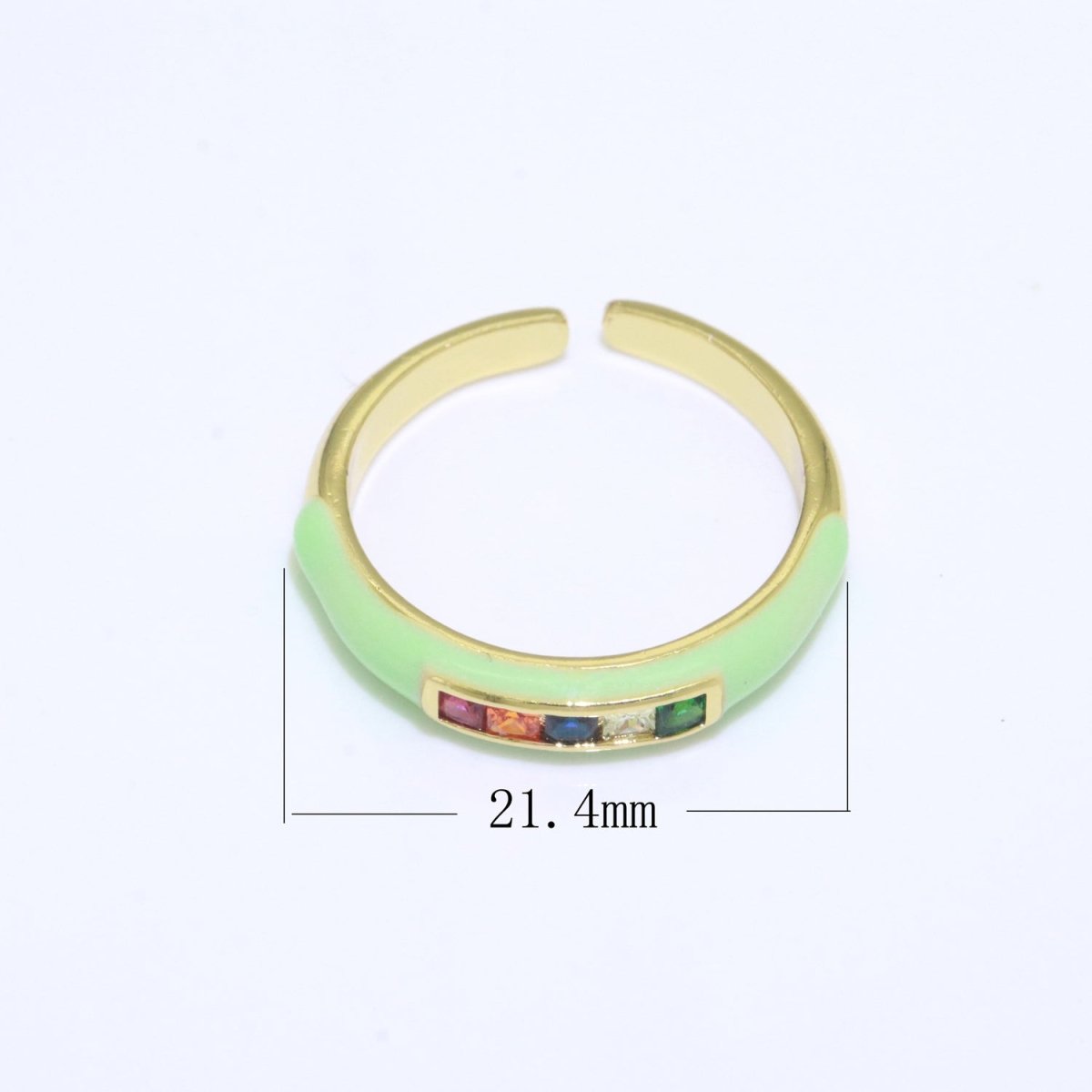 Multi Color Cz Ring Colorful Enamel Ring Open Adjustable in 14K Gold Filled  S-110~S-119
