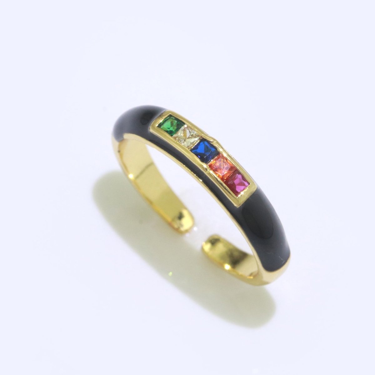 Multi Color Cz Ring Colorful Enamel Ring Open Adjustable in 14K Gold Filled  S-110~S-119