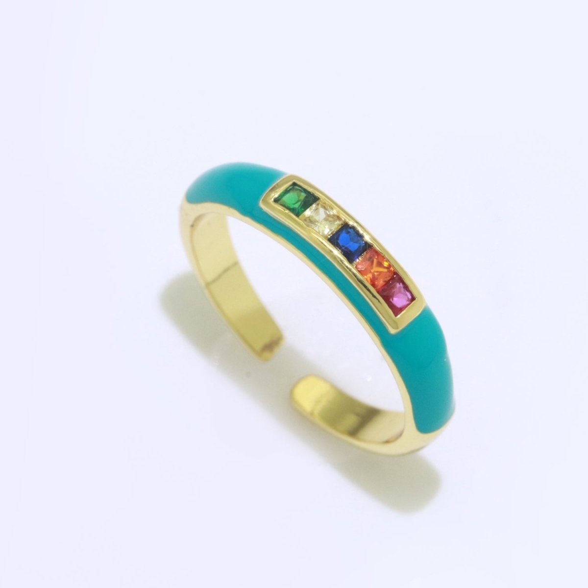 Multi Color Cz Ring Colorful Enamel Ring Open Adjustable in 14K Gold Filled  S-110~S-119